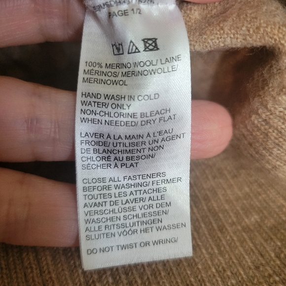 ❤️ 3 For $35 merino wool button up boxy straight cut cardigan tan beige small - Picture 4 of 5